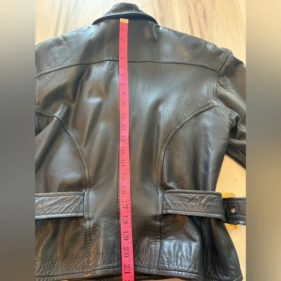 Vintage Danier 100% Leather Zip Biker Jkt, Lined, adjustable straps, Navy, M - Picture 7 of 16